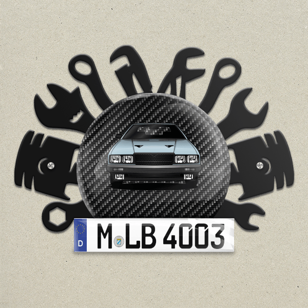 Biturbo Coupe Wand Dekoration aus Metall personalisiert mit deinem Auto u. Kennzeichen!