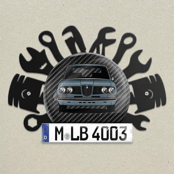 Flavia 2000 Berlina Wand Dekoration aus Metall personalisiert mit deinem Auto u. Kennzeichen!
