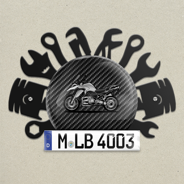 R 1200 GS Wand Dekoration aus Metall personalisiert mit deinem Motorrad u. Kennzeichen!
