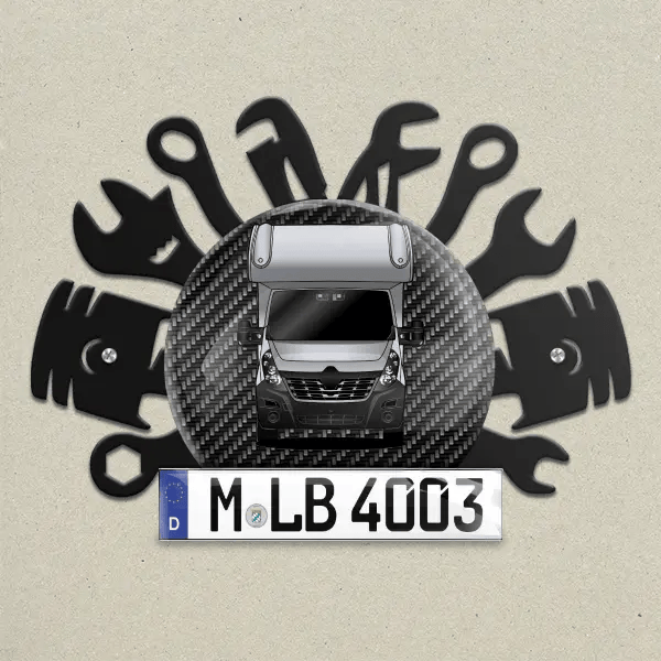 683 Wand Dekoration aus Metall personalisiert mit deinem Wohnwagen u. Kennzeichen!
