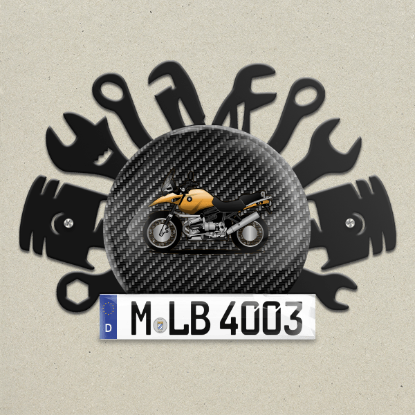 R 1150 GS Wand Dekoration aus Metall personalisiert mit deinem Motorrad u. Kennzeichen!