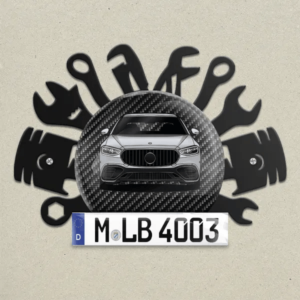 S 63 AMG Wand Dekoration aus Metall personalisiert mit deinem Auto u. Kennzeichen!