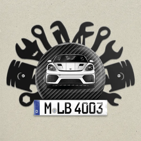 718 Spyder RS Wand Dekoration aus Metall personalisiert mit deinem Auto u. Kennzeichen!