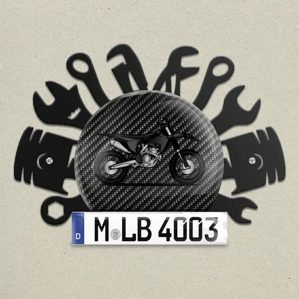 FC 250 Wand Dekoration aus Metall personalisiert mit deinem Motorrad u. Kennzeichen!