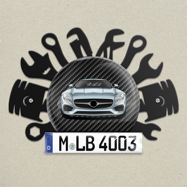 AMG GTC Wand Dekoration aus Metall personalisiert mit deinem Auto u. Kennzeichen!
