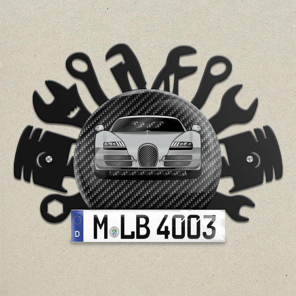 Veyron 16.4 Super Sport Wand Dekoration aus Metall personalisiert mit deinem Auto u. Kennzeichen!