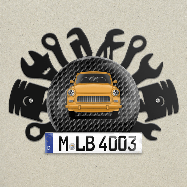 Trabant 601 Wand Dekoration aus Metall personalisiert mit deinem Auto u. Kennzeichen!