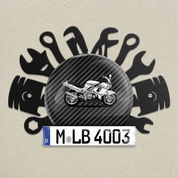 ZZR Wand Dekoration aus Metall personalisiert mit deinem Motorrad u. Kennzeichen!
