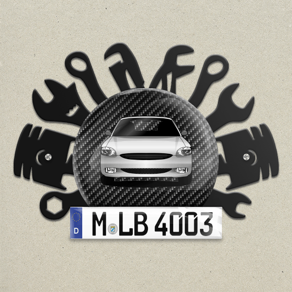 Escort (3-Türer) Wand Dekoration aus Metall personalisiert mit deinem Auto u. Kennzeichen!