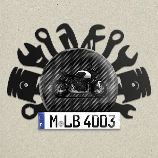 Trident 660 Wand Dekoration aus Metall personalisiert mit deinem Motorrad u. Kennzeichen!