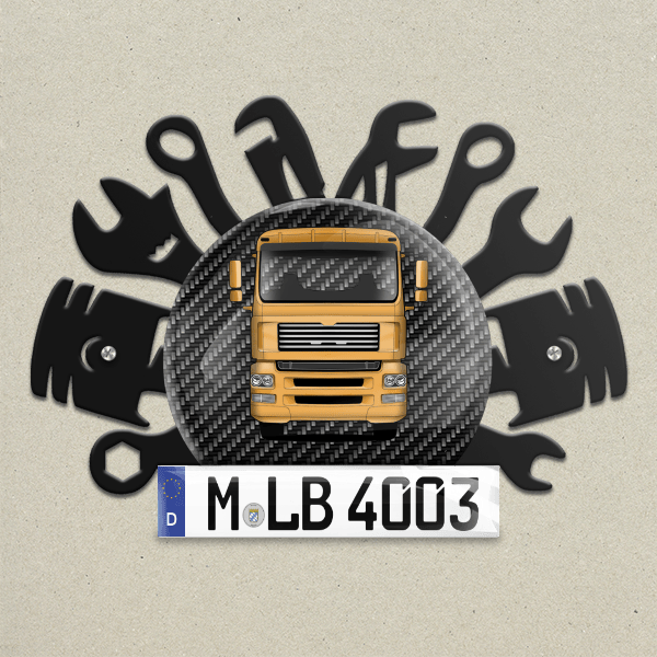 TGA 26.390 Wand Dekoration aus Metall personalisiert mit deinem LKW u. Kennzeichen!