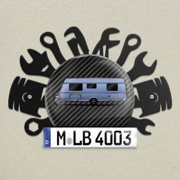 560 Wand Dekoration aus Metall personalisiert mit deinem Wohnwagen u. Kennzeichen!