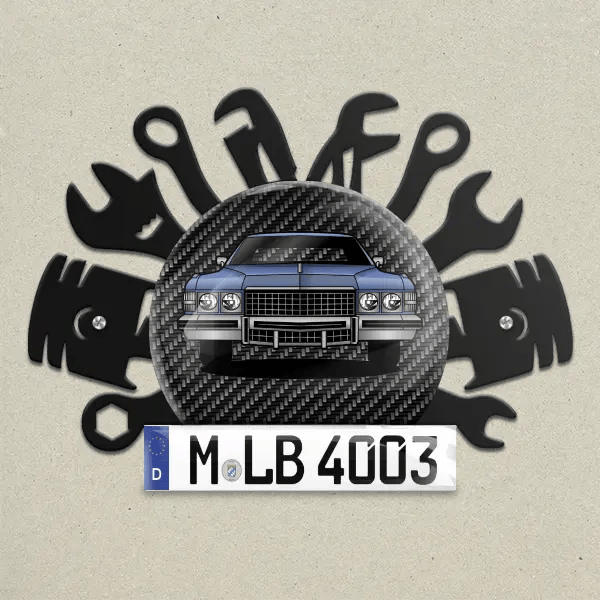 Deville Wand Dekoration aus Metall personalisiert mit deinem Auto u. Kennzeichen!