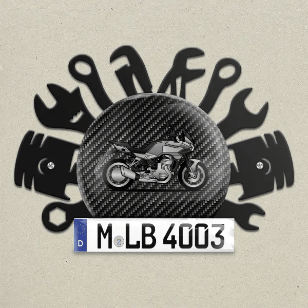 V100 Mandello Wand Dekoration aus Metall personalisiert mit deinem Motorrad u. Kennzeichen!