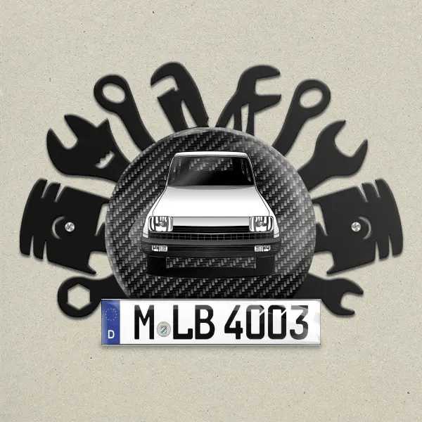 5 (5-Türer) Wand Dekoration aus Metall personalisiert mit deinem Auto u. Kennzeichen!