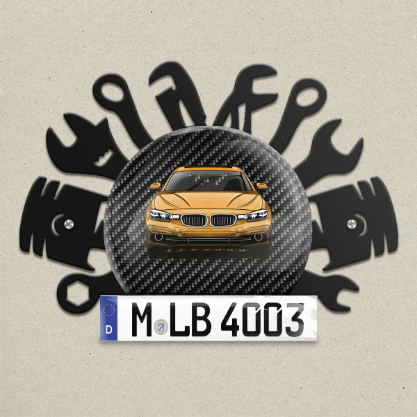 4er Reihe Coupe Wand Dekoration aus Metall personalisiert mit deinem Auto u. Kennzeichen!