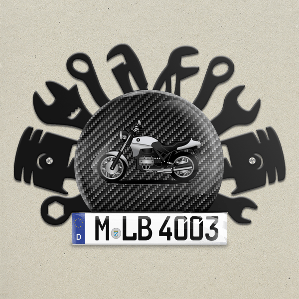 K 75 Wand Dekoration aus Metall personalisiert mit deinem Motorrad u. Kennzeichen!