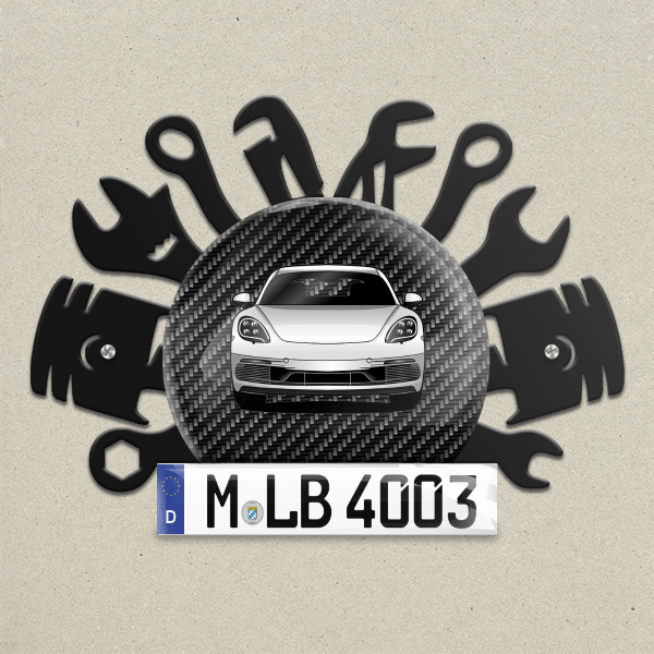 Cayman GTS Wand Dekoration aus Metall personalisiert mit deinem Auto u. Kennzeichen!