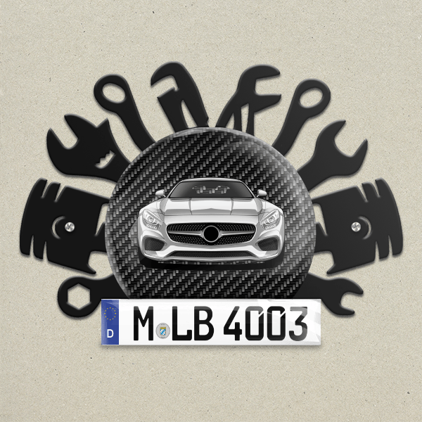 AMG GTS Wand Dekoration aus Metall personalisiert mit deinem Auto u. Kennzeichen!