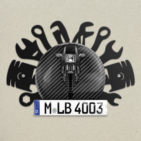 K 100 RS Wand Dekoration aus Metall personalisiert mit deinem Motorrad u. Kennzeichen!