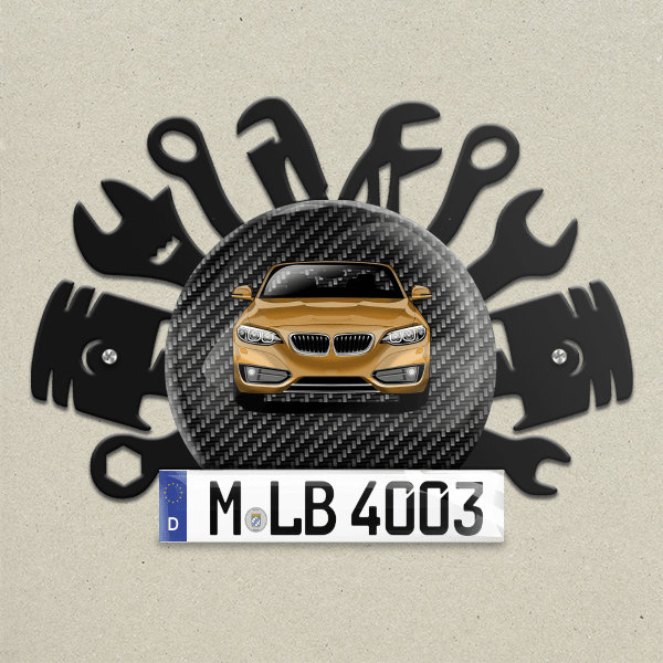 2er Reihe Cabriolet Wand Dekoration aus Metall personalisiert mit deinem Auto u. Kennzeichen!