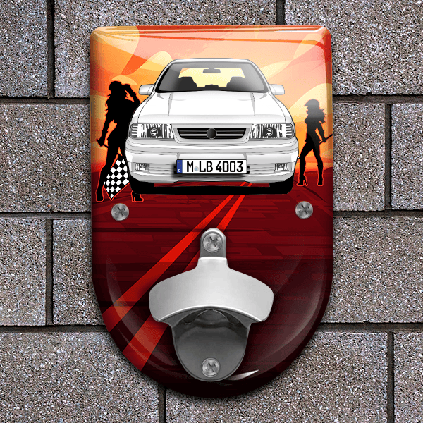 Vectra (5-Türer) Flaschenöffner für Wand personalisiert mit deinem Auto u. Kennzeichen!