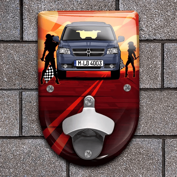 Grand Caravan Flaschenöffner für Wand personalisiert mit deinem Auto u. Kennzeichen!