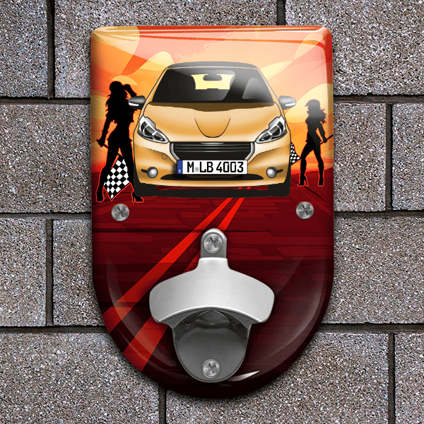 208 Flaschenöffner für Wand personalisiert mit deinem Auto u. Kennzeichen!