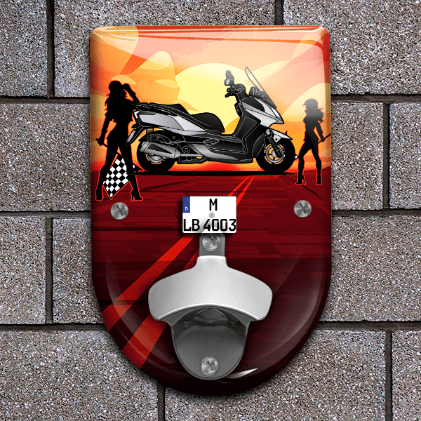 Downtown Flaschenöffner für Wand personalisiert mit deinem Motorrad u. Kennzeichen!