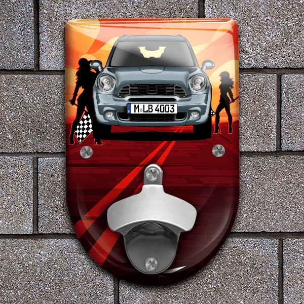 Countryman Cooper SD Flaschenöffner für Wand personalisiert mit deinem Auto u. Kennzeichen!