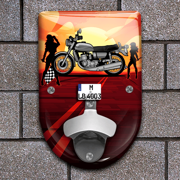 GT 750 Flaschenöffner für Wand personalisiert mit deinem Motorrad u. Kennzeichen!