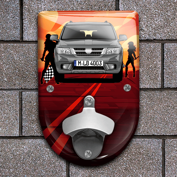 Freemont Flaschenöffner für Wand personalisiert mit deinem Auto u. Kennzeichen!