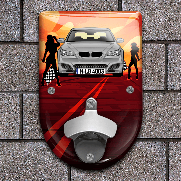 M5 Touring Flaschenöffner für Wand personalisiert mit deinem Auto u. Kennzeichen!