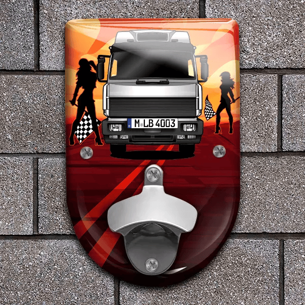 Turbostar Flaschenöffner für Wand personalisiert mit deinem LKW u. Kennzeichen!
