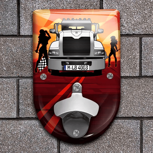 Titan Flaschenöffner für Wand personalisiert mit deinem LKW u. Kennzeichen!