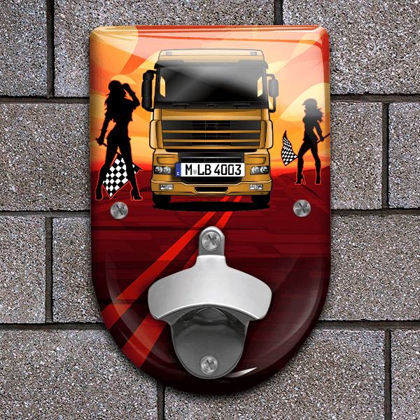 XF95 Flaschenöffner für Wand personalisiert mit deinem LKW u. Kennzeichen!
