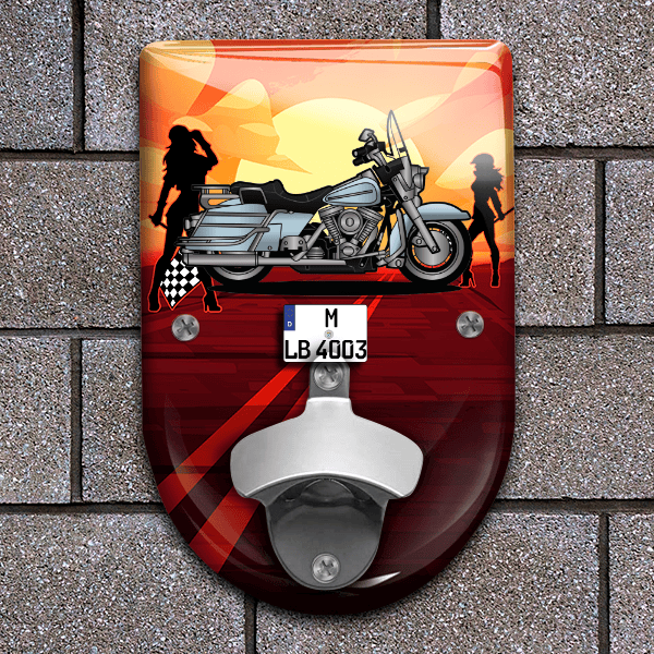 Electra Glide Flaschenöffner für Wand personalisiert mit deinem Motorrad u. Kennzeichen!
