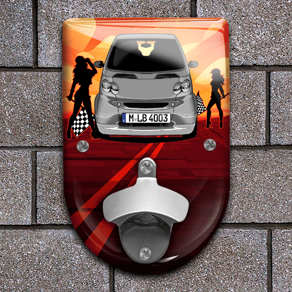 ForTwo Brabus Flaschenöffner für Wand personalisiert mit deinem Auto u. Kennzeichen!