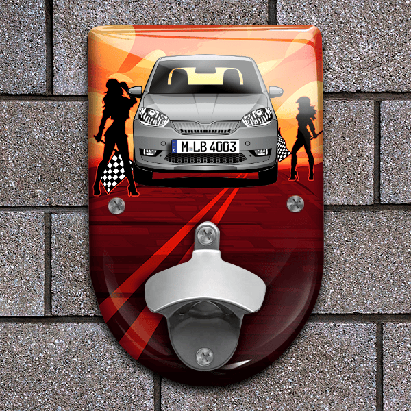 Citigo-e Flaschenöffner für Wand personalisiert mit deinem Auto u. Kennzeichen!