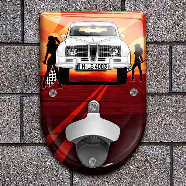 96 Flaschenöffner für Wand personalisiert mit deinem Auto u. Kennzeichen!