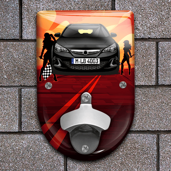 Malibu Flaschenöffner für Wand personalisiert mit deinem Auto u. Kennzeichen!