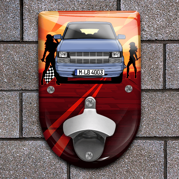 Astro Flaschenöffner für Wand personalisiert mit deinem Auto u. Kennzeichen!