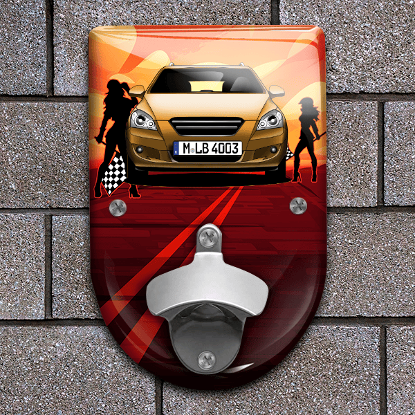 Ceed ED Flaschenöffner für Wand personalisiert mit deinem Auto u. Kennzeichen!