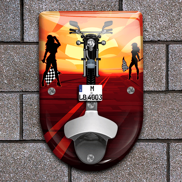RV 125 Flaschenöffner für Wand personalisiert mit deinem Motorrad u. Kennzeichen!