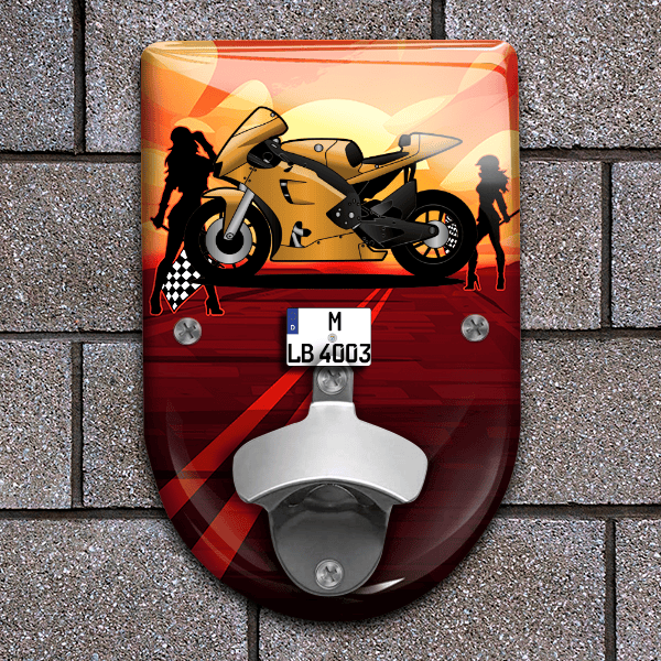 YZR-M1 Flaschenöffner für Wand personalisiert mit deinem Motorrad u. Kennzeichen!