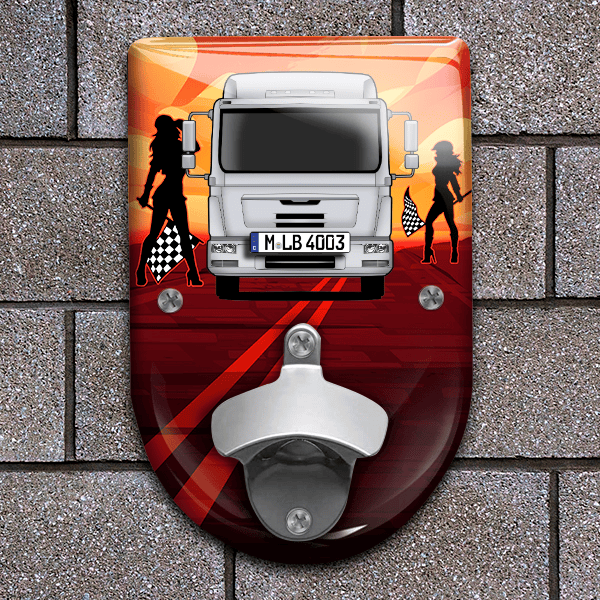 TGL 12.250 Flaschenöffner für Wand personalisiert mit deinem LKW u. Kennzeichen!