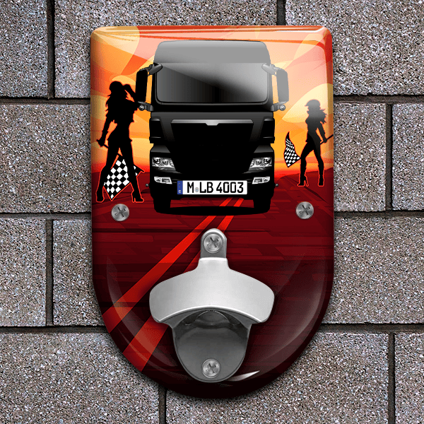 TGX 18.500 Flaschenöffner für Wand personalisiert mit deinem LKW u. Kennzeichen!