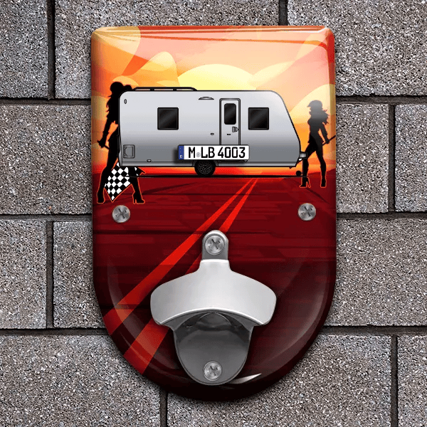 Antares Flaschenöffner für Wand personalisiert mit deinem Wohnwagen u. Kennzeichen!