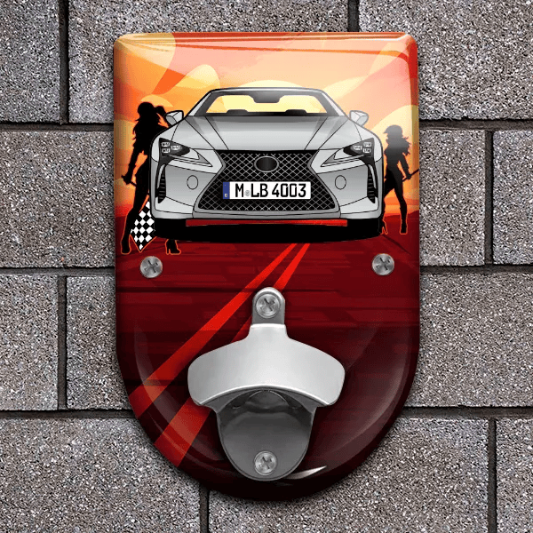 LC Cabriolet Flaschenöffner für Wand personalisiert mit deinem Auto u. Kennzeichen!