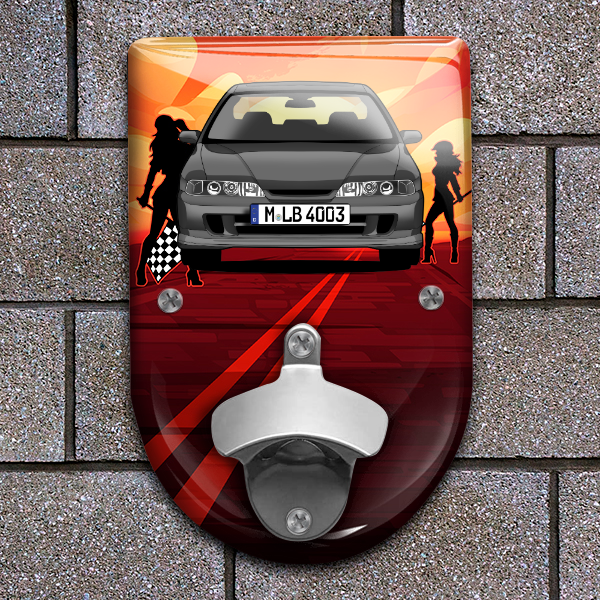 Integra Flaschenöffner für Wand personalisiert mit deinem Auto u. Kennzeichen!